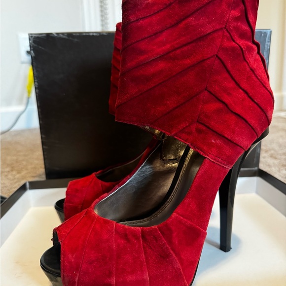 Bebe Red Peep Toe Booties - Picture 4 of 7